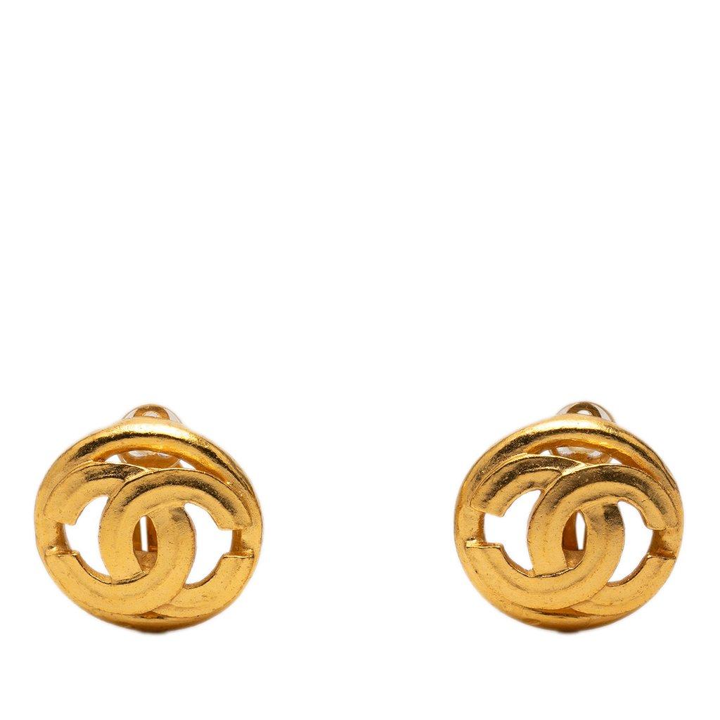 Chanel CC Gold Plated Round Clip On Earrings