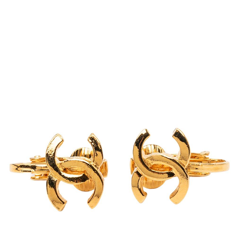 Chanel CC Gold Plated Clip On Earrings