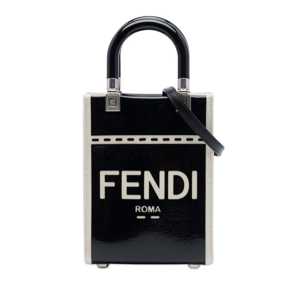 Fendi Mini Patent and Canvas Sunshine Shopper Tote