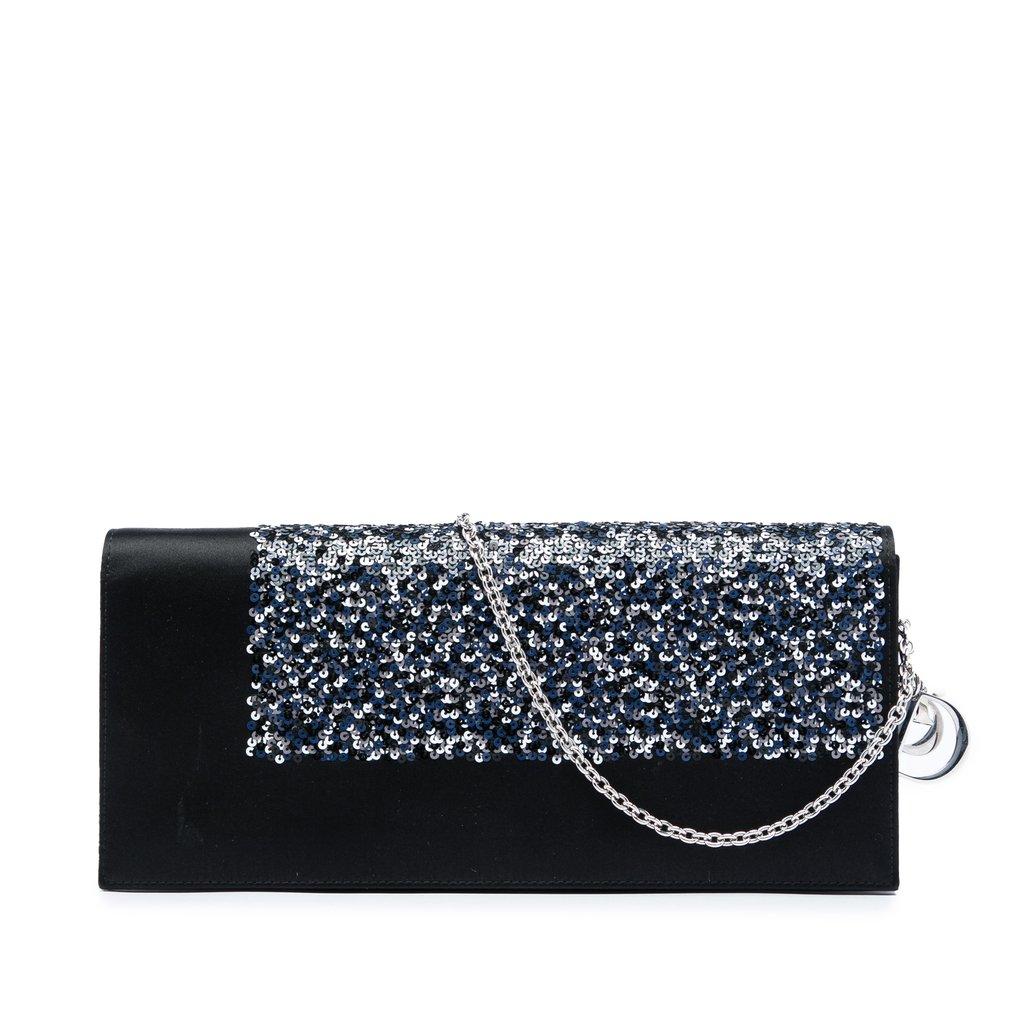 Dior Satin Sequin Clutch with Chain
