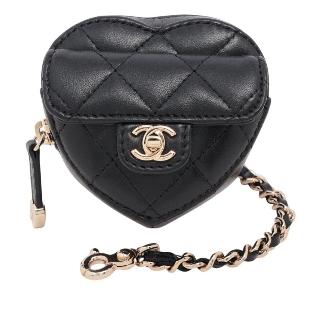 Chanel Mini Lambskin CC in Love Heart Key Chain and Bag Charm