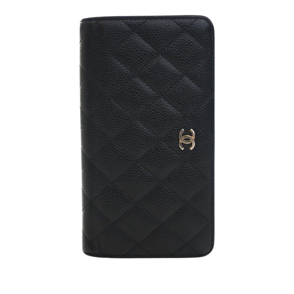 Chanel CC Quilted Caviar Yen Bifold Long Wallet