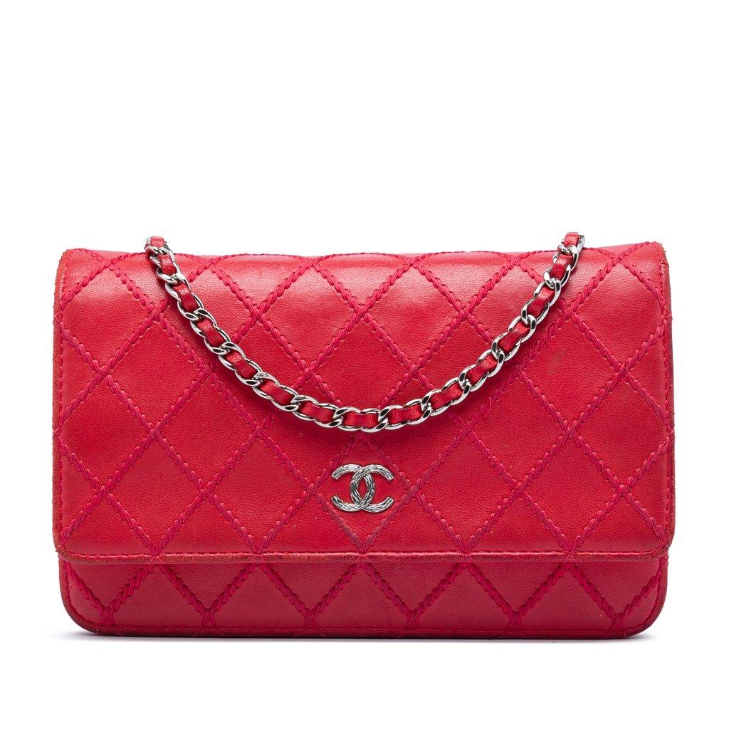 Chanel CC Lambskin Wild Stitch Wallet on Chain