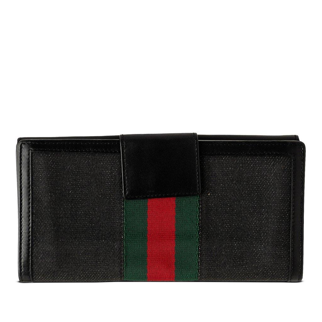 Gucci Canvas and Leather Web Continental Wallet