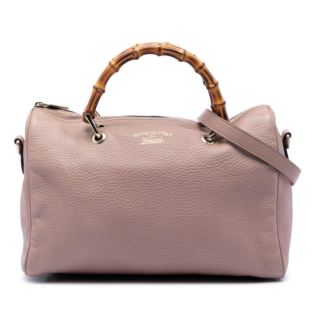 Gucci Medium Calfskin Bamboo Shopper Boston Bag