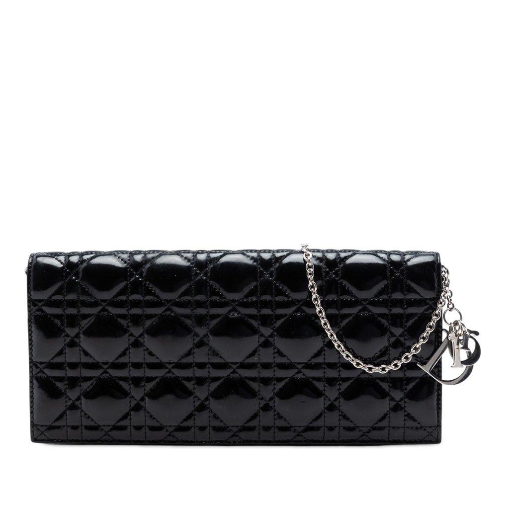 Dior Patent Cannage Lady Dior Clutch with Chain