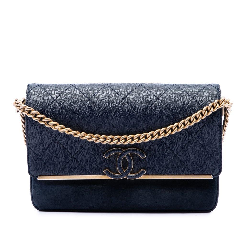 Chanel CC Stitched Caviar and Suede Lady Coco Flap