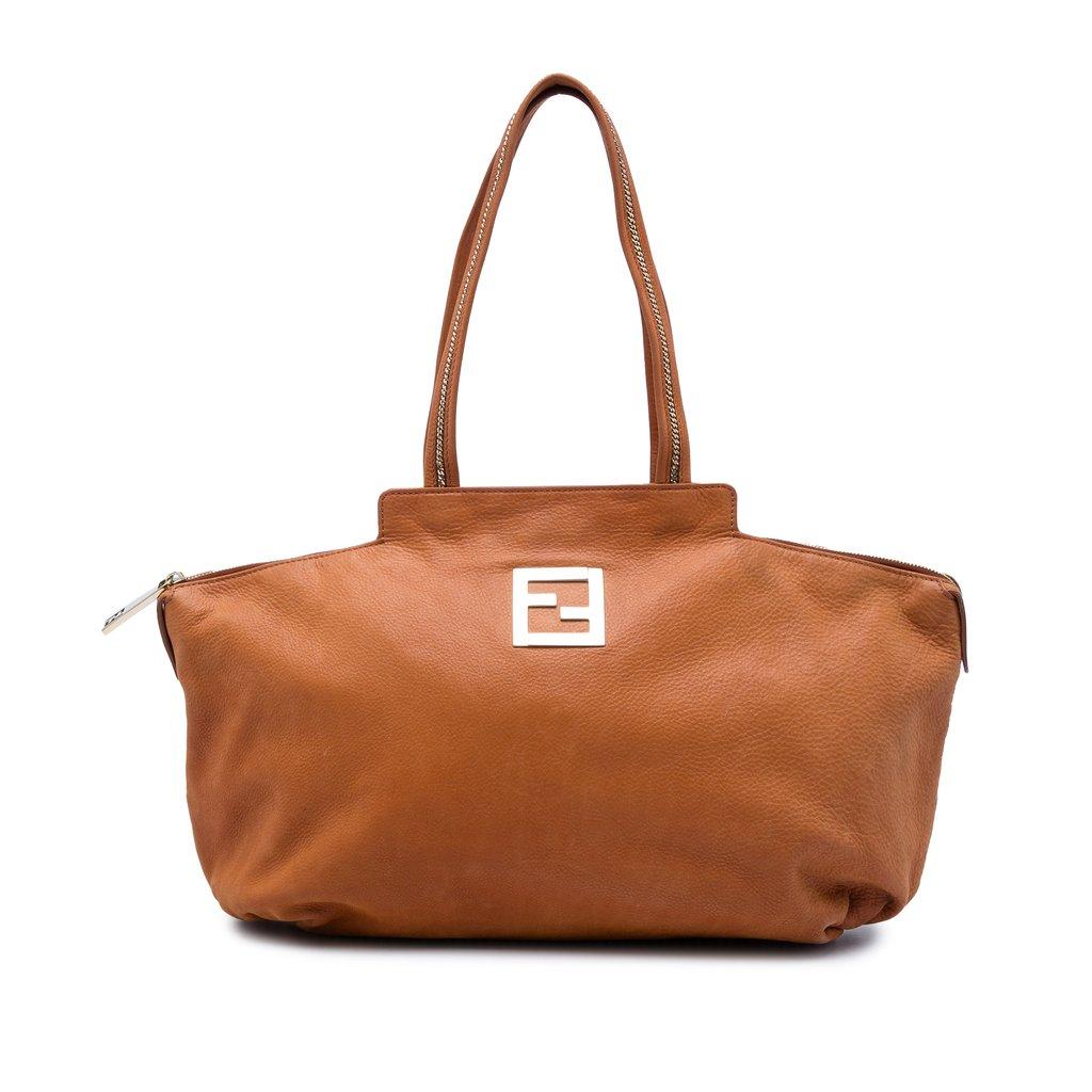Fendi حقيبة يد متوسطة الحجم من جلد النوبوك بسلاسل