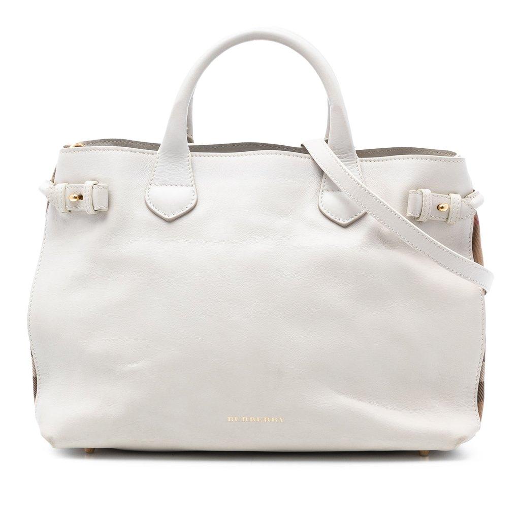 Burberry Medium Leather and House Check Banner Satchel