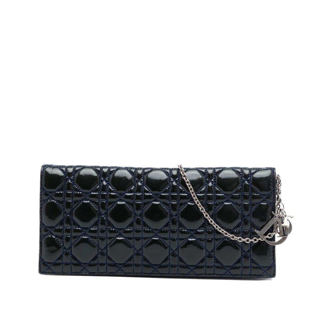 Dior Patent Cannage Lady Dior Clutch with Chain