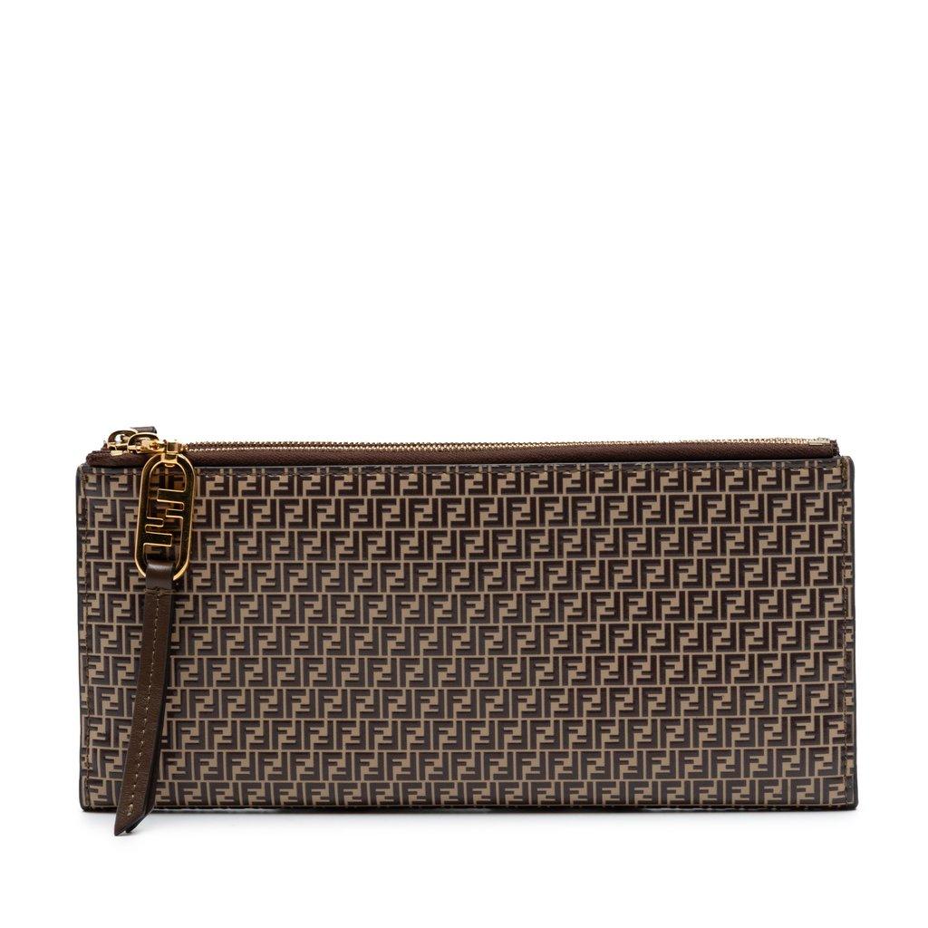 Fendi Micro Zucchino Coated Canvas Bifold Long Wallet