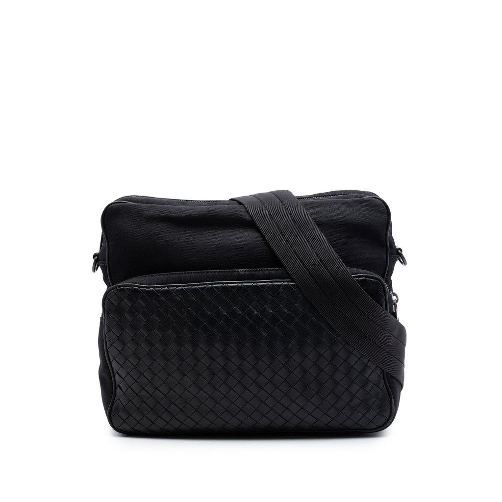 Bottega Veneta Nappa Intrecciato Trimmed Canvas Messenger Bag