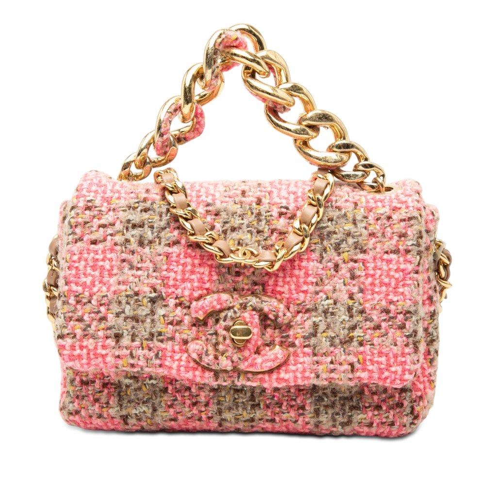 Chanel Small Quilted Wool Tweed Elegant Chain Flap