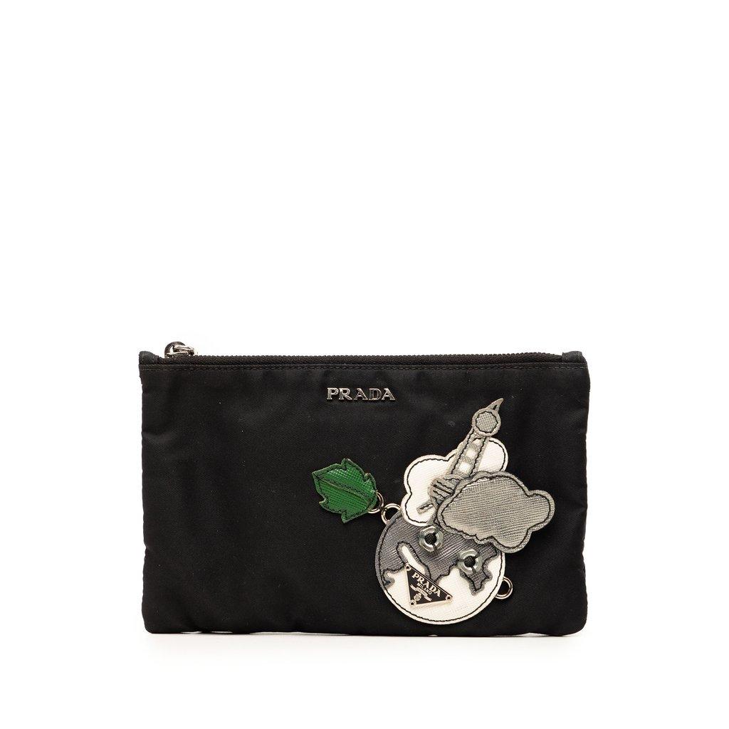 Prada Saffiano Trimmed Tessuto Robot Pouch