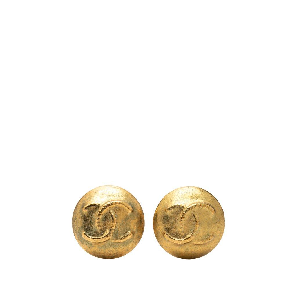 Chanel CC Gold Plated Round Clip On Earrings