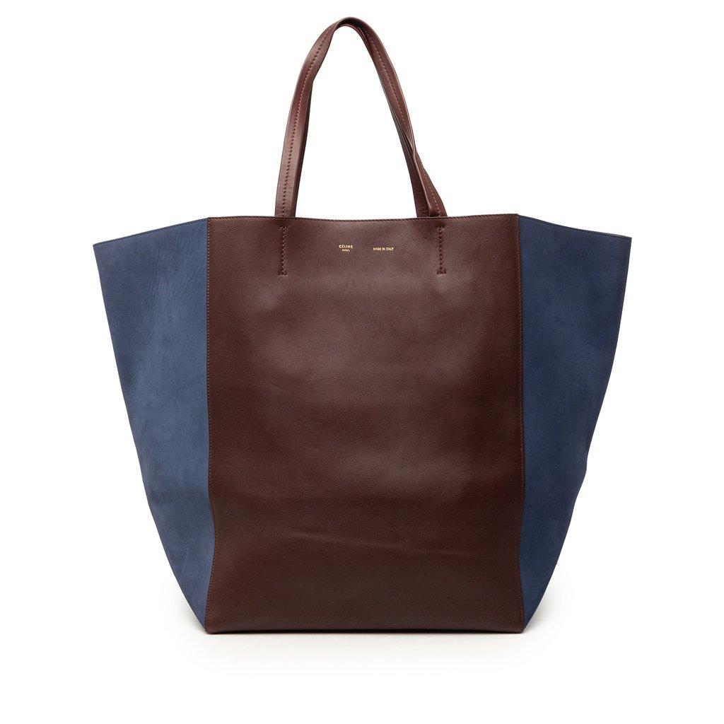 Celine Large Bicolor Suede and Calfskin Phantom Cabas Tote