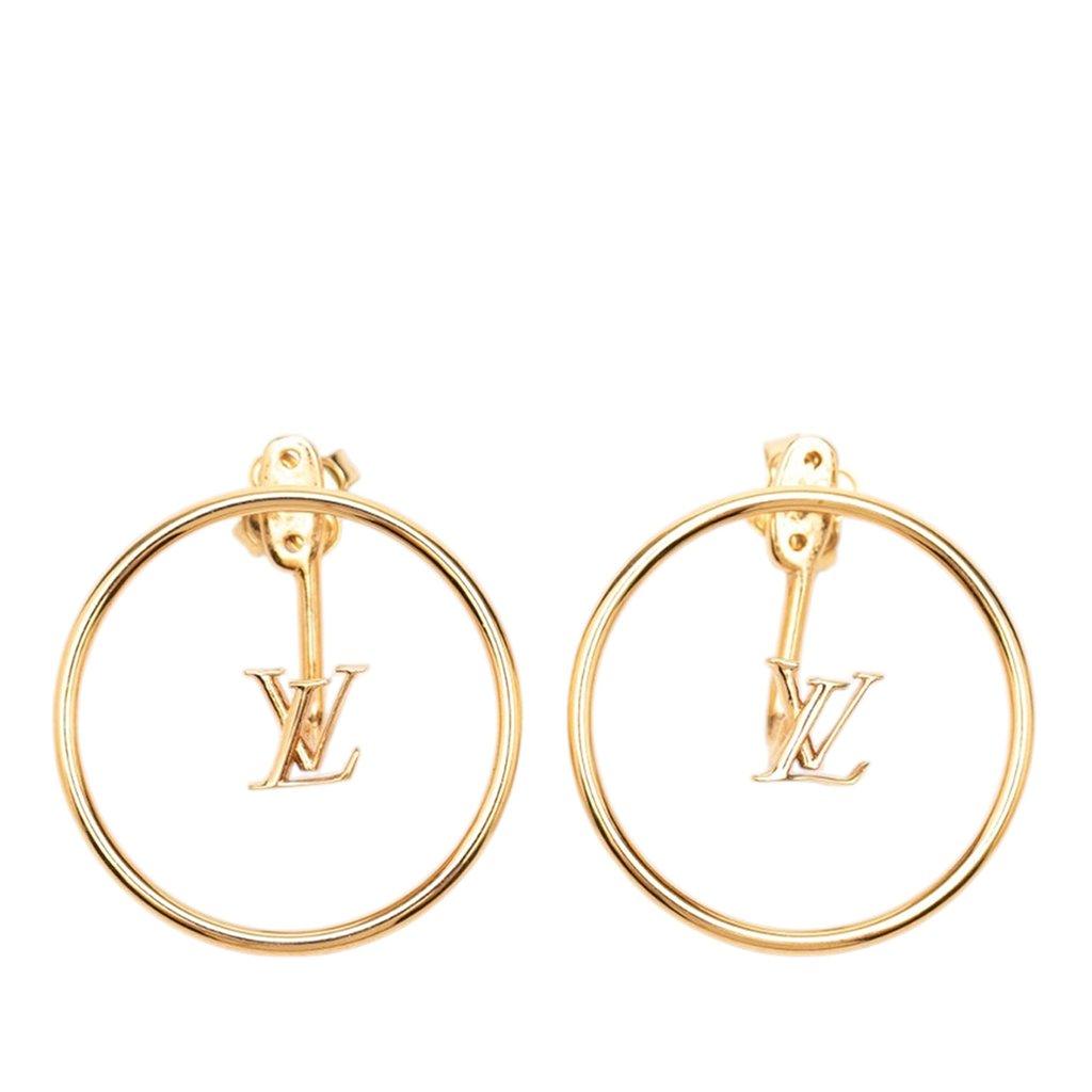 Louis Vuitton Gold Plated LV Eclipse Push Back Earrings