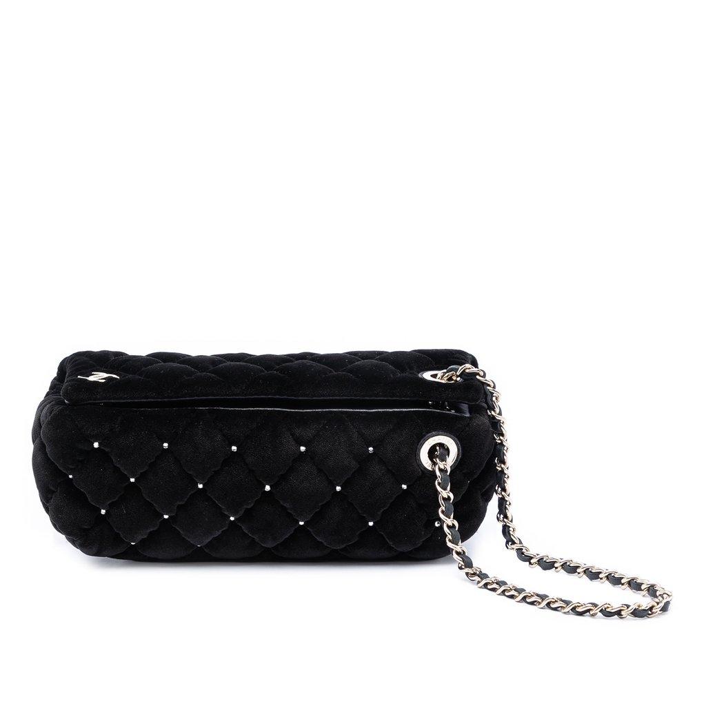 Chanel Quilted Velvet Diamante Wristlet Clutch