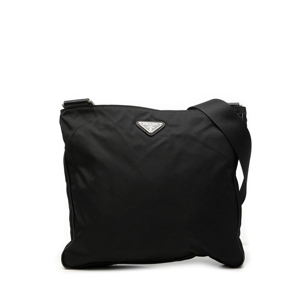 Prada Saffiano Trimmed Tessuto Zip Top Crossbody
