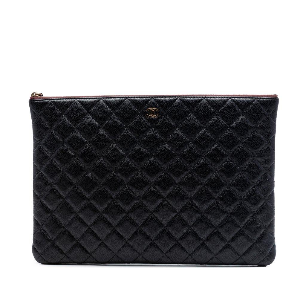 Chanel Large Quilted Caviar O Case Clutch