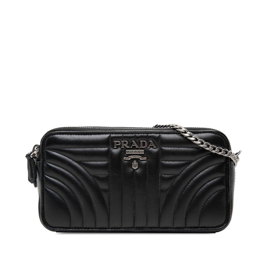Prada Mini Soft Calf Impunture Diagramme Double Zip Crossbody
