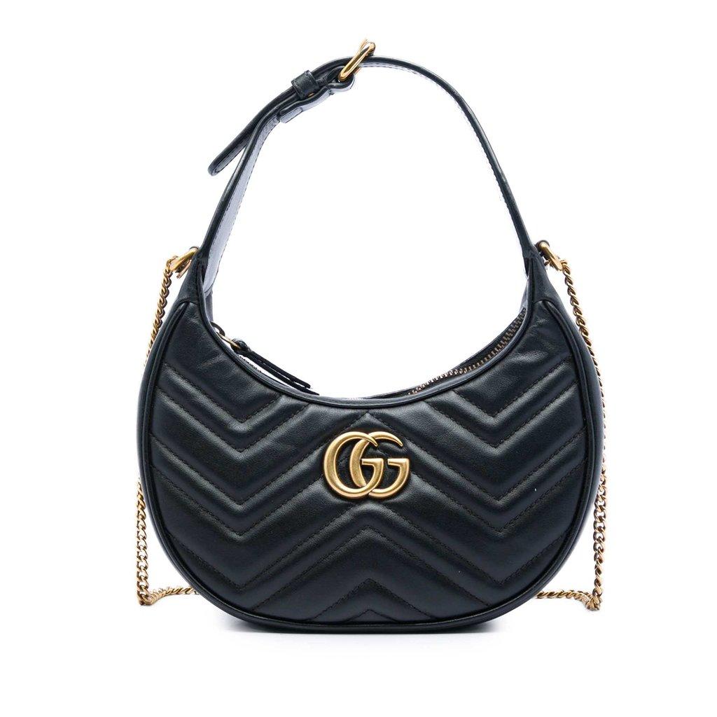 Gucci Mini GG Marmont Matelasse Calfskin Half Moon Bag