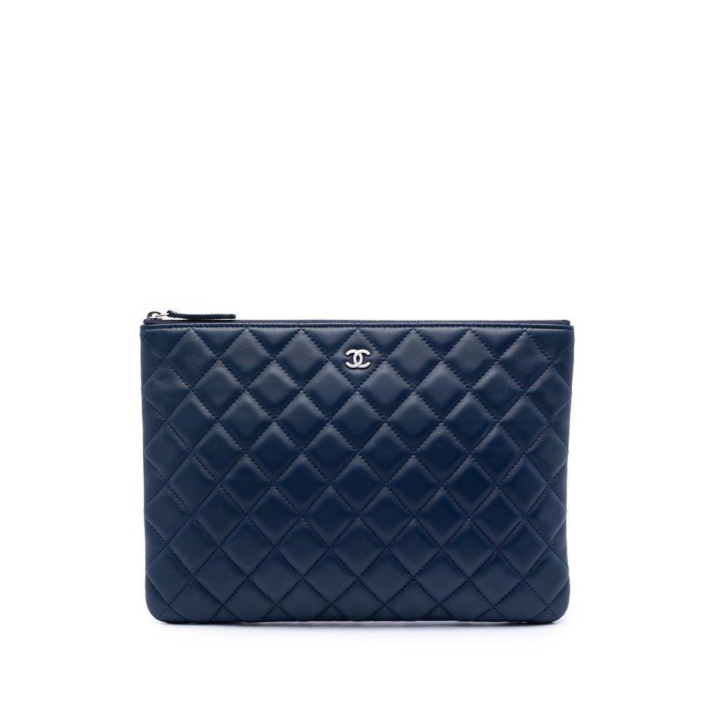 Chanel Medium Quilted Lambskin O Case Clutch