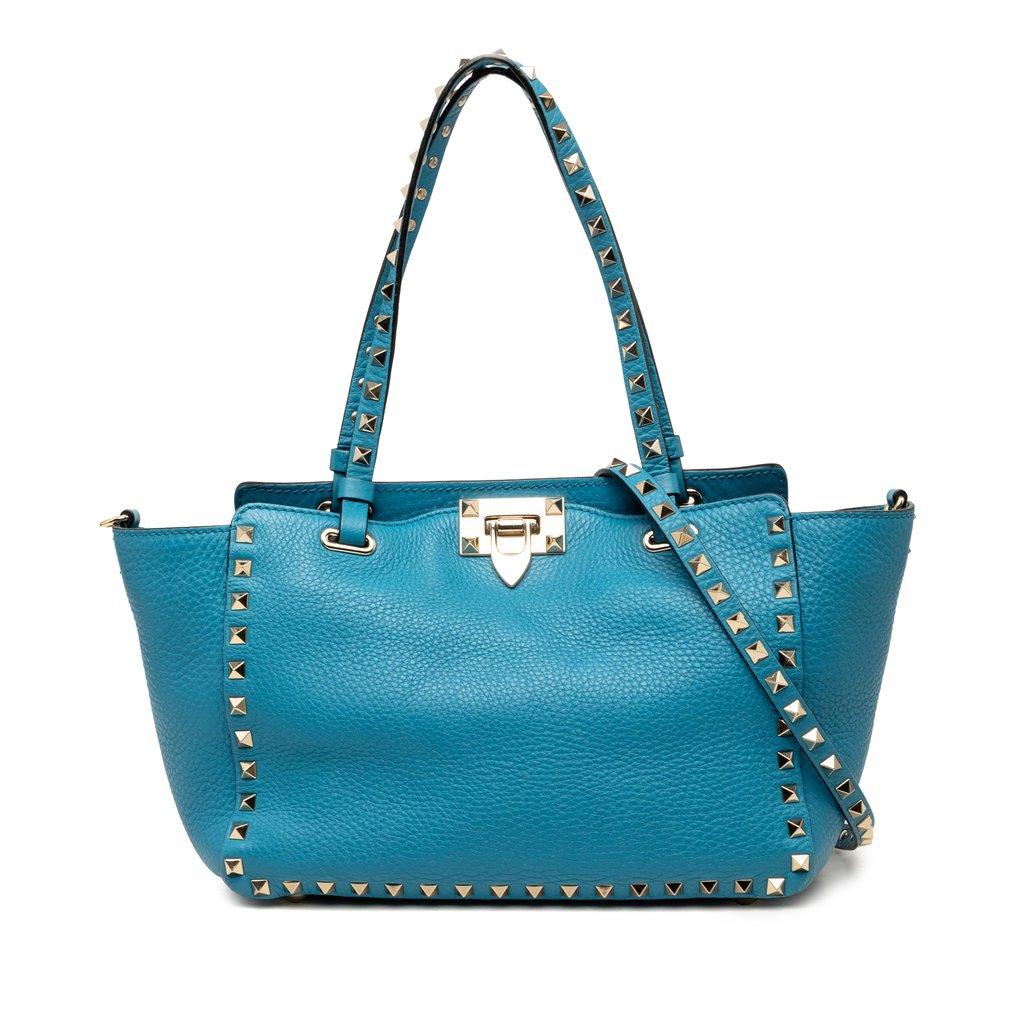 Valentino Small Grained Calfskin Rockstud Trapeze Satchel