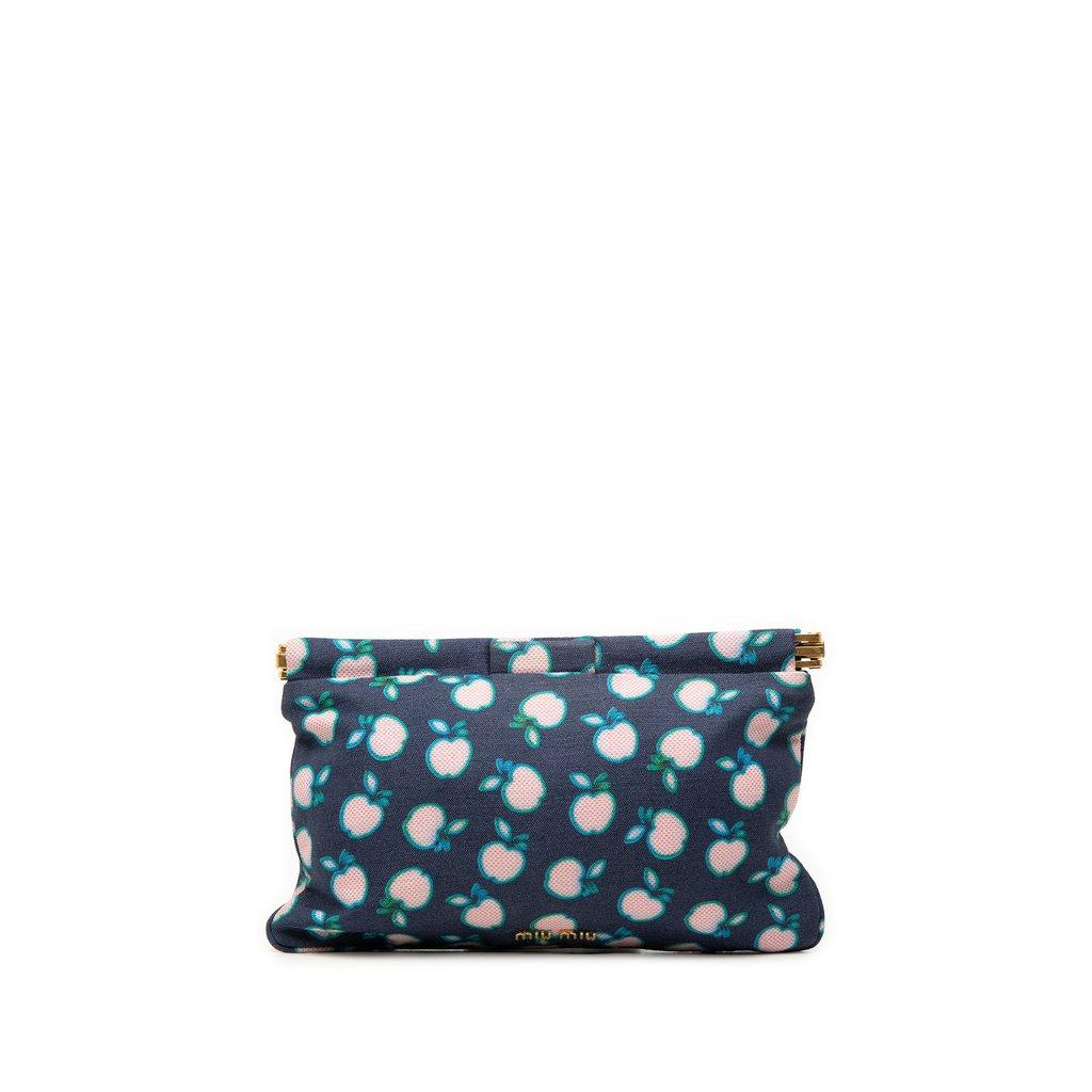 Miu Miu Canvas Apple Print Frame Flat Pouch