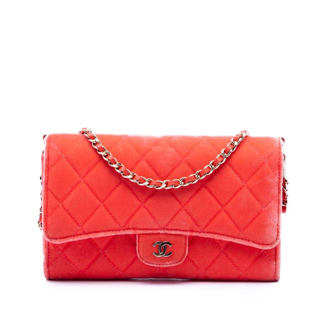 Chanel CC Quilted Velvet Single Flap