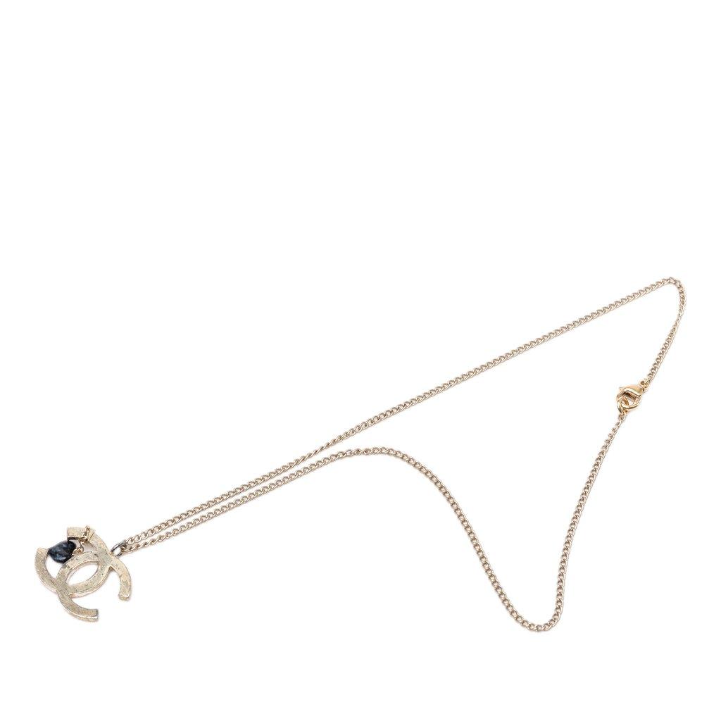 Chanel CC Gold Plated Resin Heart Pendant Necklace