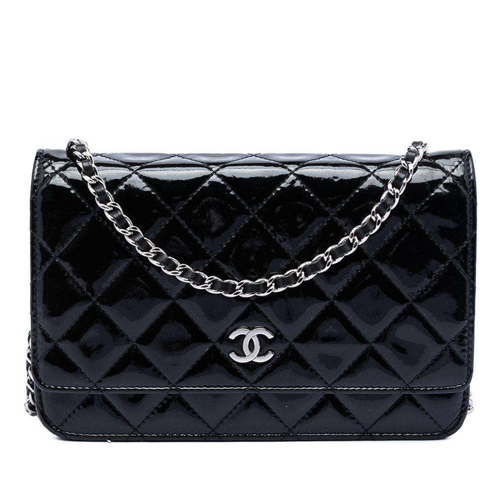 Chanel CC Quilted Patent Wallet On Chain