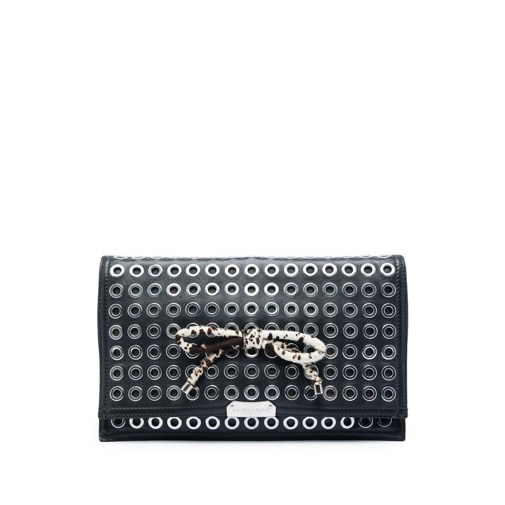 Burberry Prorsum Lambskin Grommet Pony Hair Bow Clutch