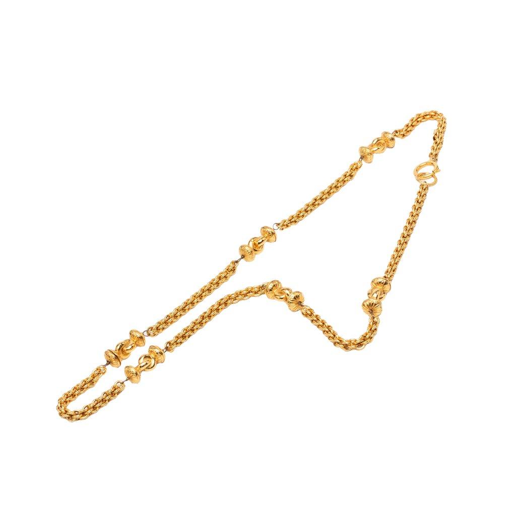 Chanel CC Gold Plated Station Chain Long Necklace