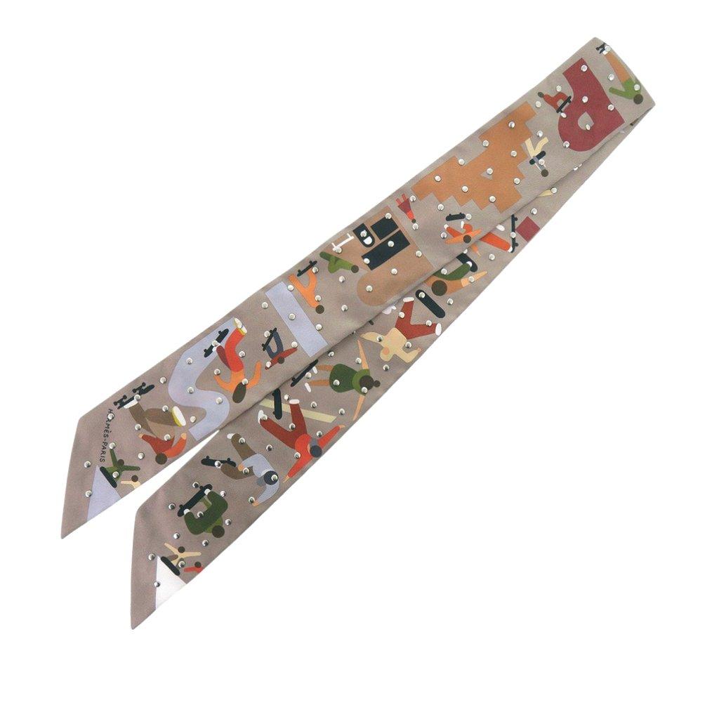 Hermès Figures Libres Studded Silk Twilly Scarf