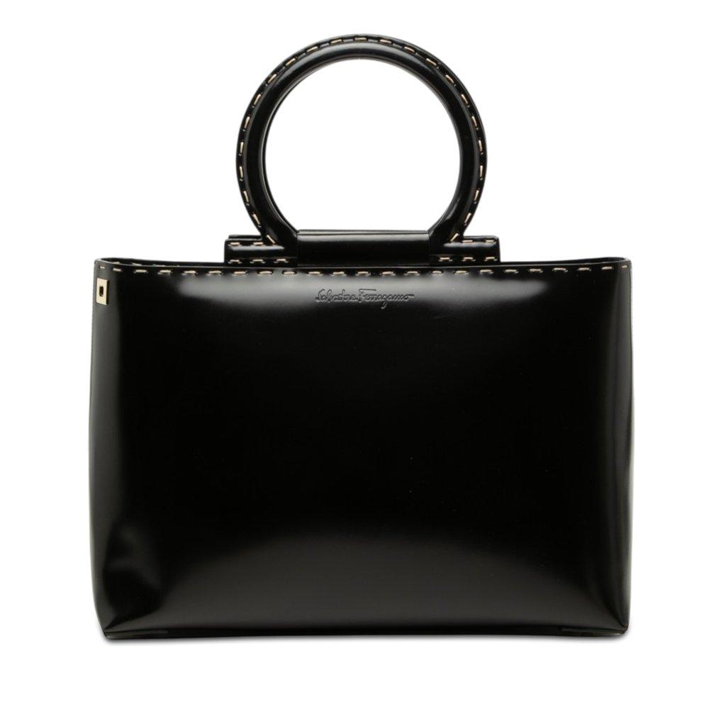 Ferragamo Patent Gancini Top Handle Satchel
