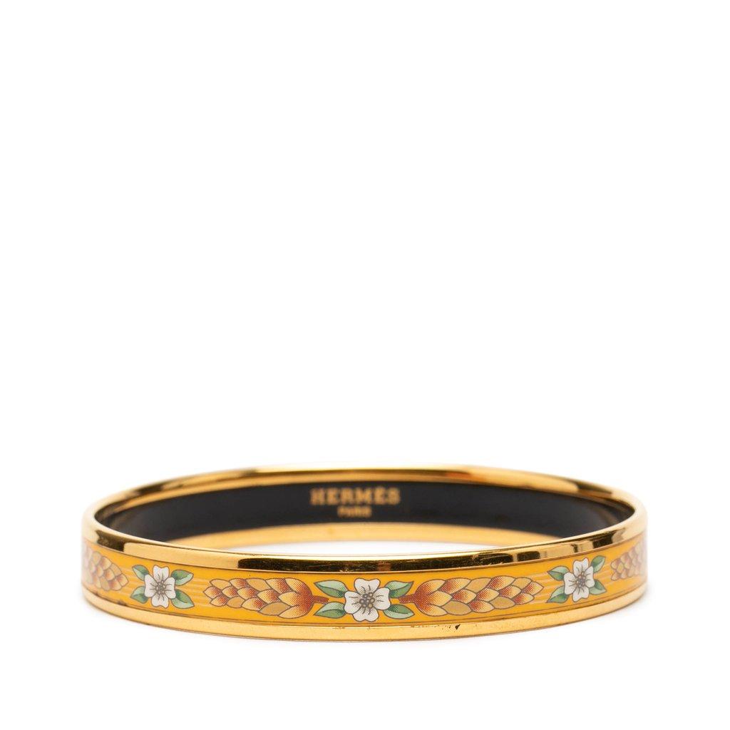 Hermès Narrow Wild Flower Enamel Bangle 65