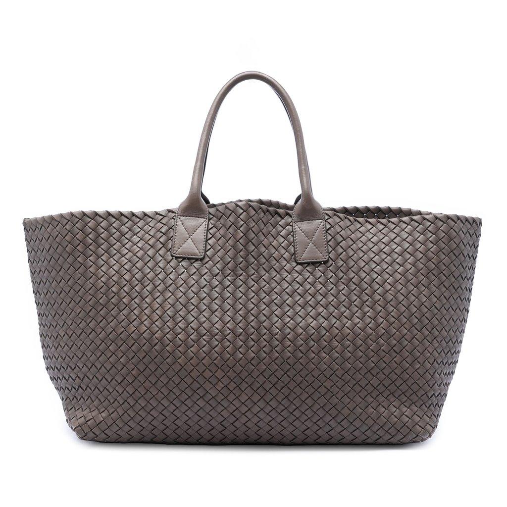 Bottega Veneta Large Lambskin Intreccio Cabat Tote