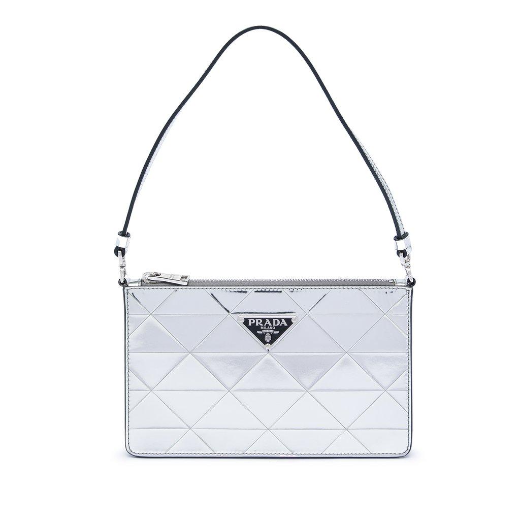 Prada حقيبة كتف سبازولاتو تريا معدنية صغيرة