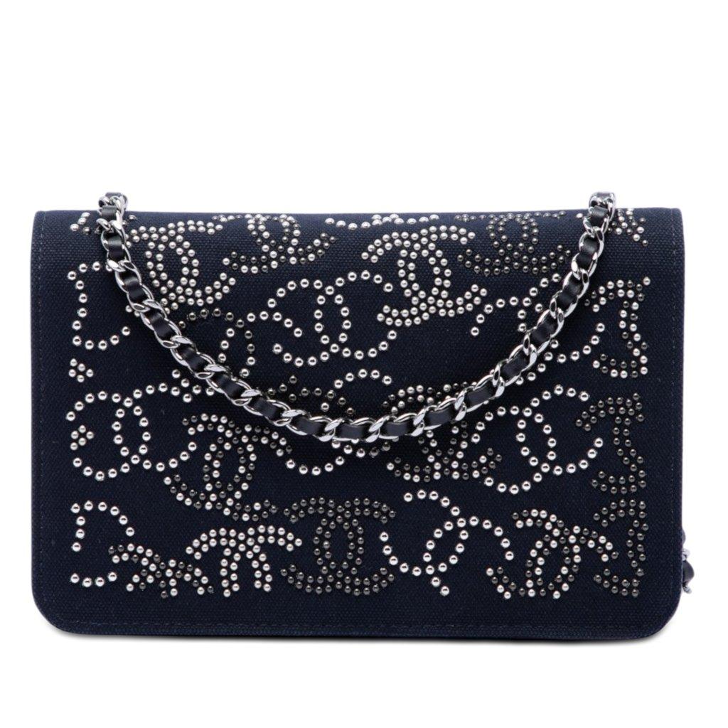 Chanel Paris Shanghai Crystal Embellished Canvas Wallet On Chain