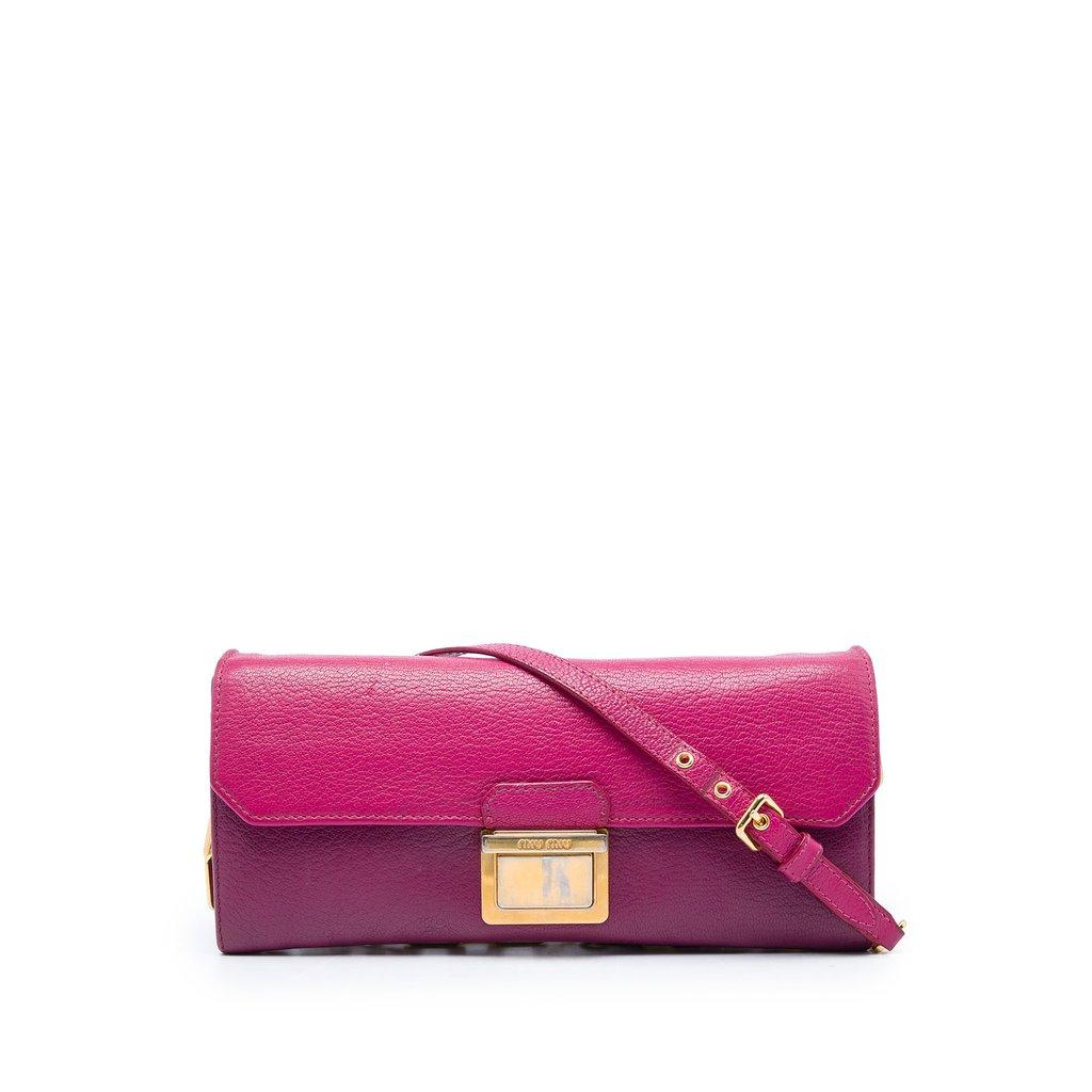 Miu Miu Bicolor Goatskin Madras Wallet on Chain