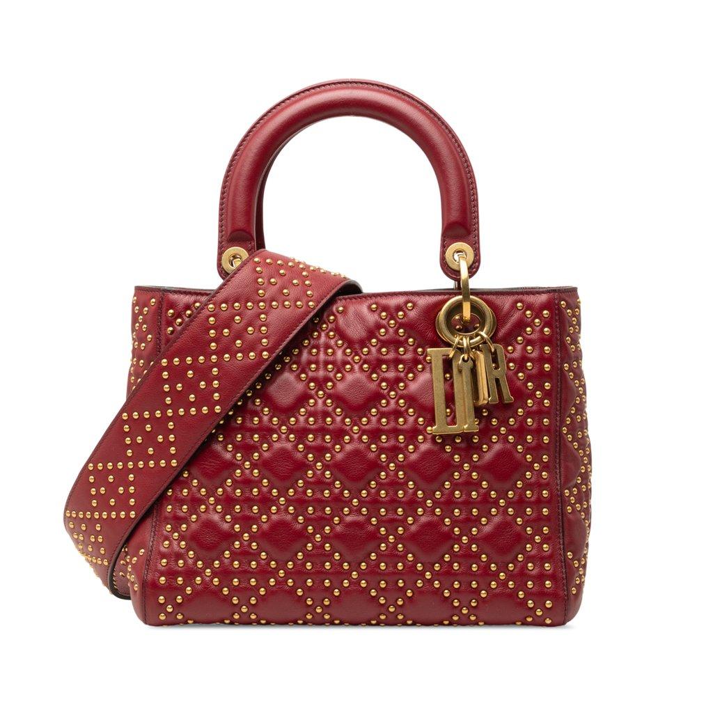 Dior Medium Lambskin Cannage Studded Supple Lady Dior