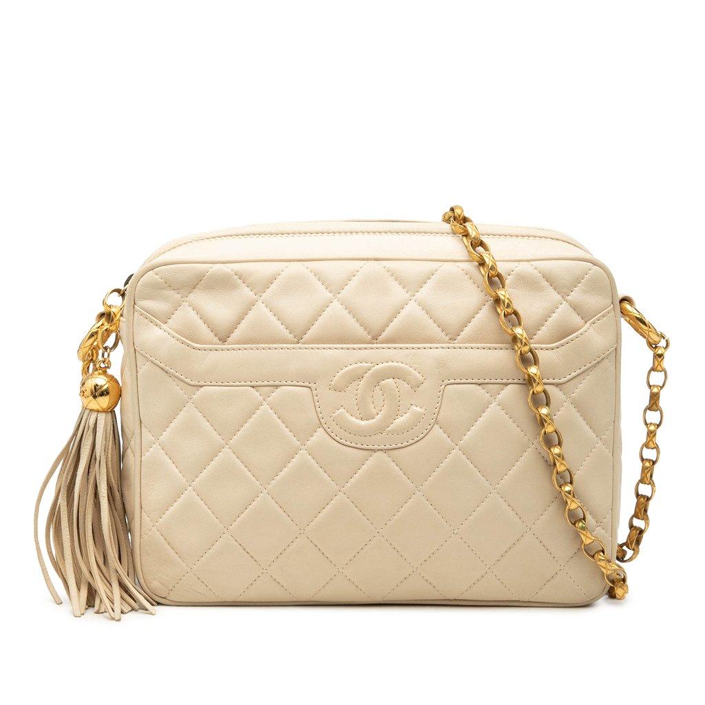 Chanel CC Quilted Lambskin Tassel Crossbody Bag