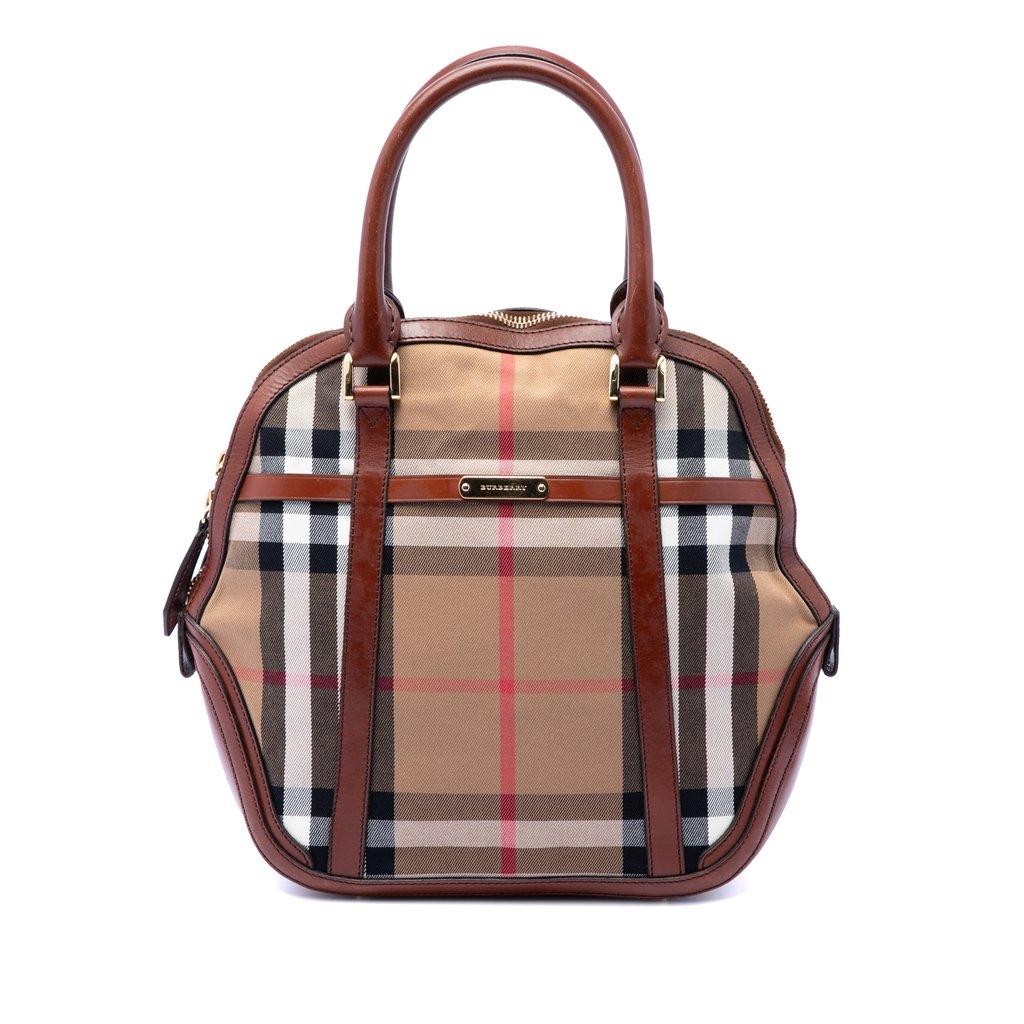 Burberry Medium House Check Canvas Bridle Orchard Handbag