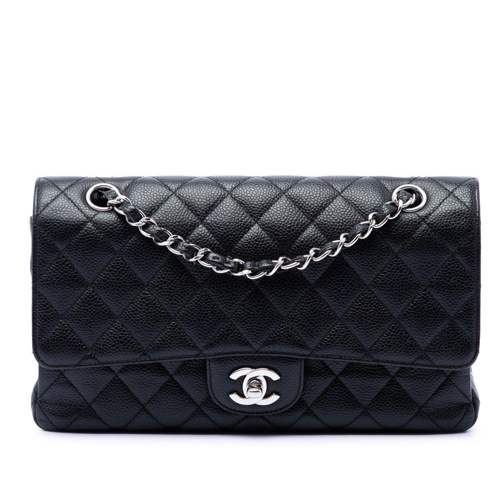Chanel كافيار كلاسيكي متوسط الحجم مزدوج الغطاء