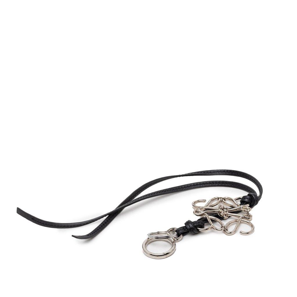 LOEWE Brass and Calfskin Anagram Key Ring and Bag Charm