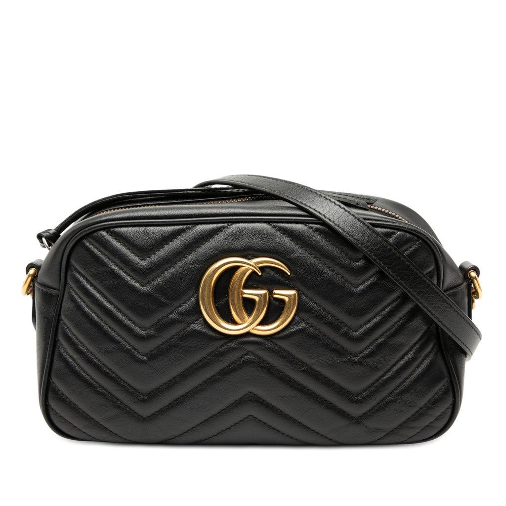 Gucci حقيبة كروس صغيرة من الجلد المبطن بنقشة مارمونت جي جي.