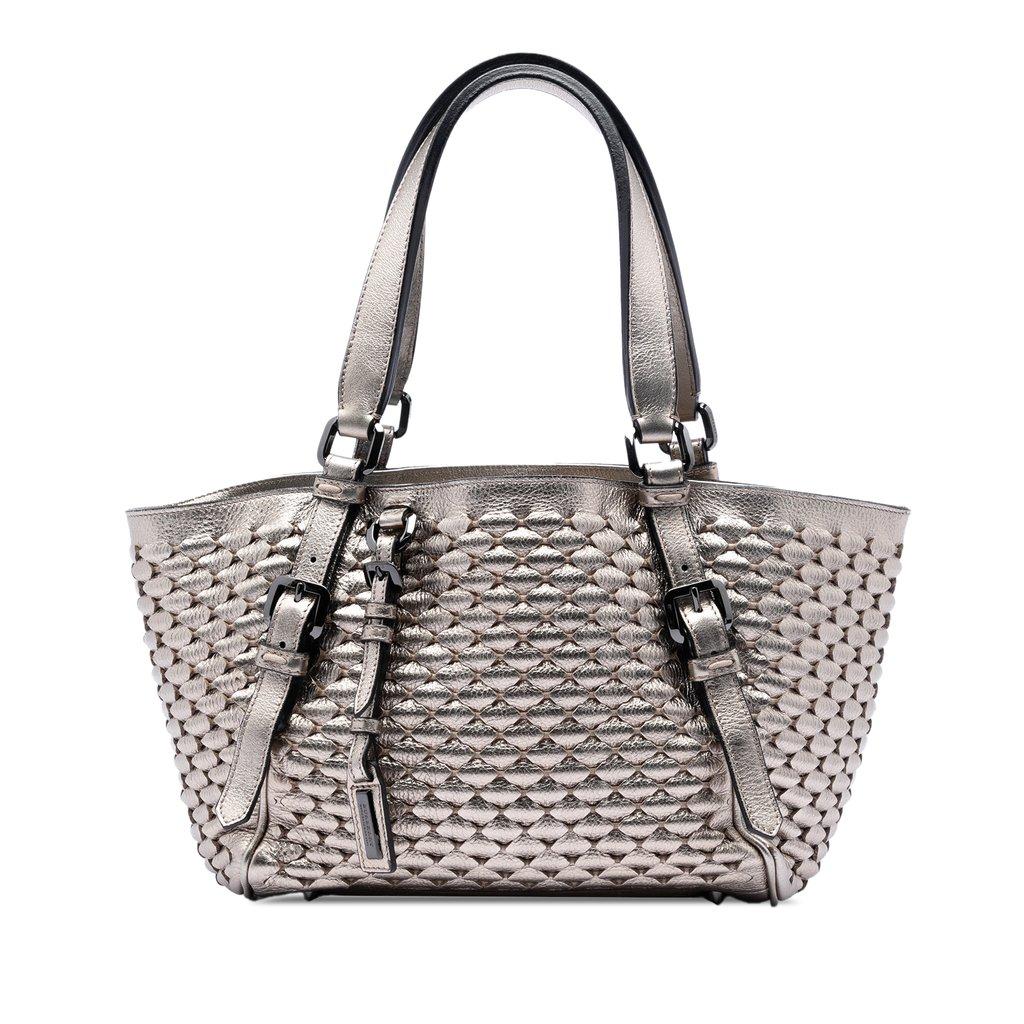Burberry Metallic Woven Leather Tote