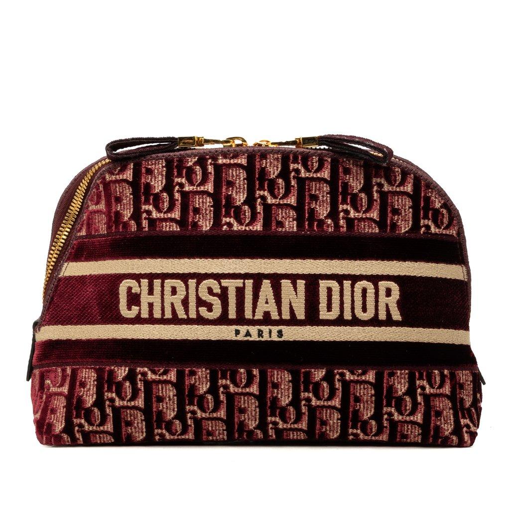 Dior Oblique Embroidered Velvet Cosmetic Pouch