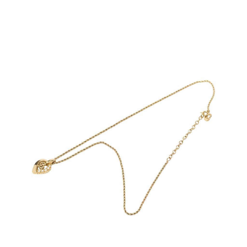 Dior Gold Plated Strass CD Heart Pendant Necklace